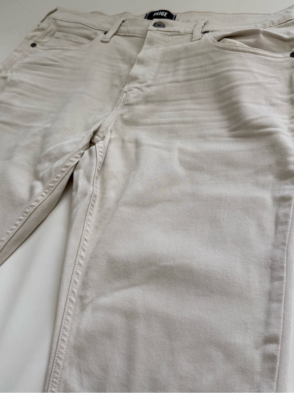 PAIGE Men's Slim Straight Jeans in Light Beige